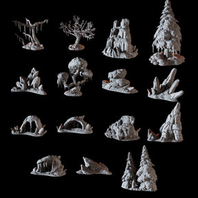 15 Arctic Scatter Terrain Pieces Miniature for Dungeons and Dragons, Pathfinder or other TTRPGs