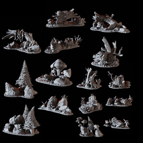 15 Forest Scatter Terrain Miniatures Miniature for Dungeons and Dragons, Pathfinder or other TTRPGs