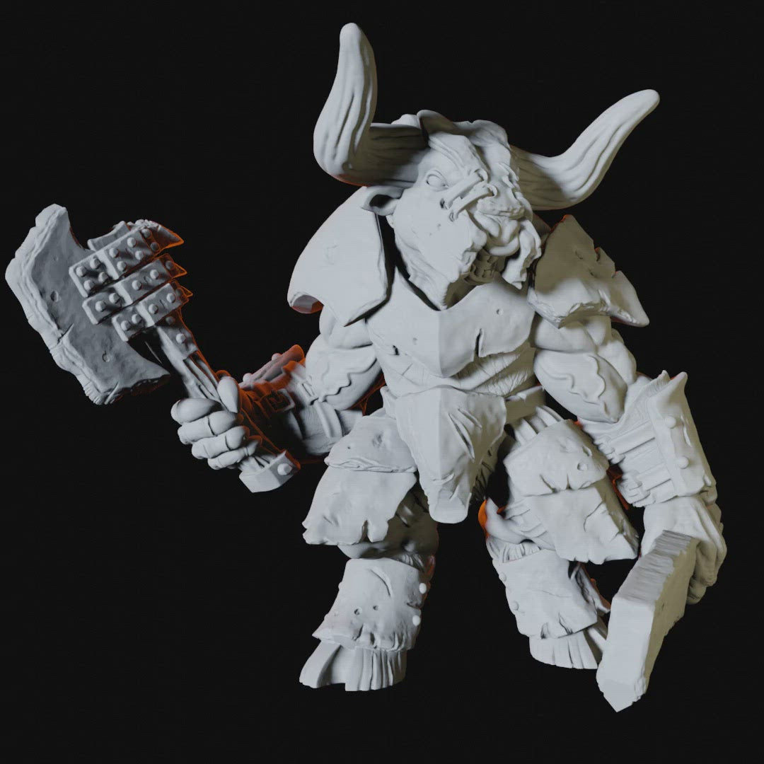 Axe Wielding Minotaur Miniature for Dungeons and Dragons - Myth Forged