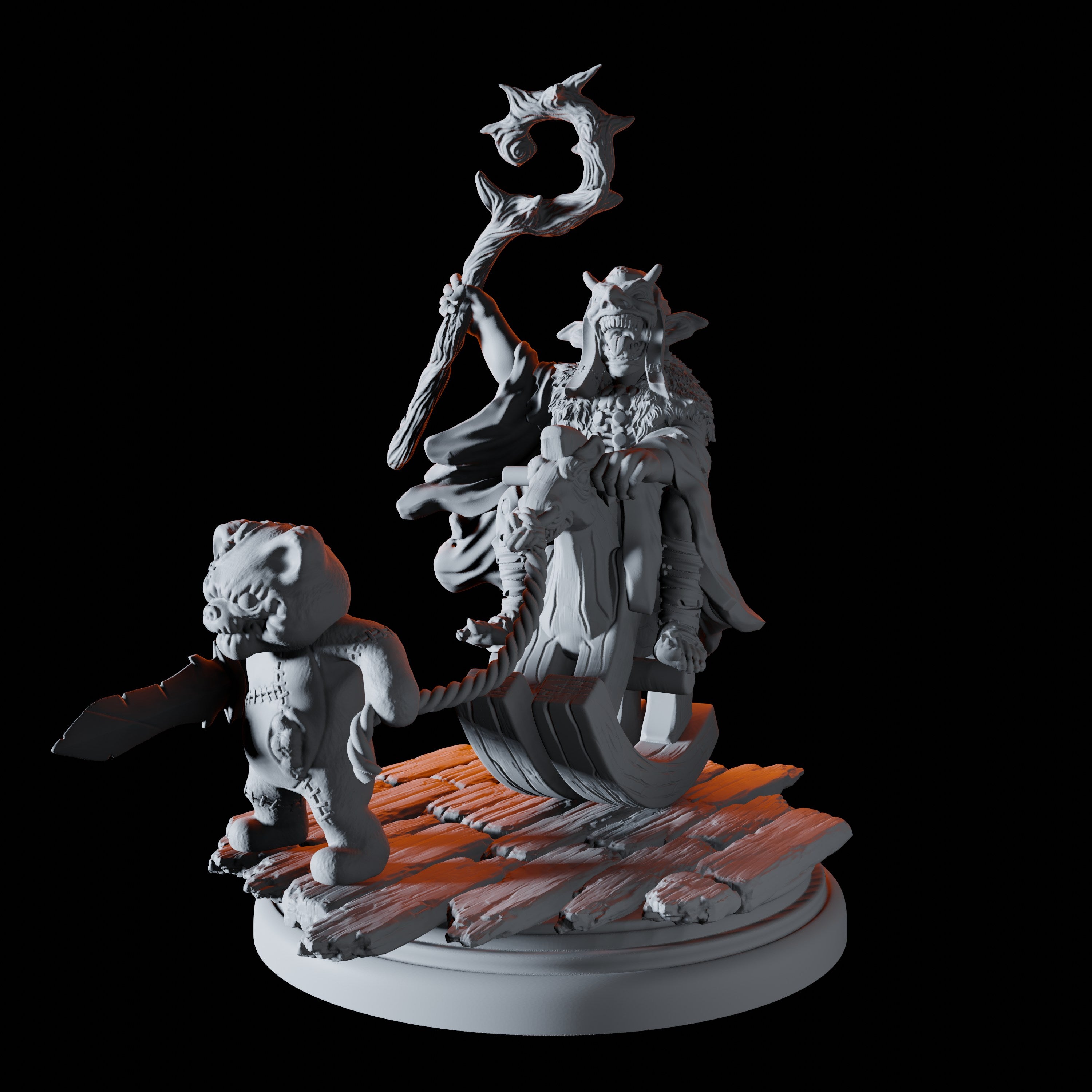 Goblin Shaman Riding a Rocking Horse Miniature for Dungeons and Dragons - Myth Forged
