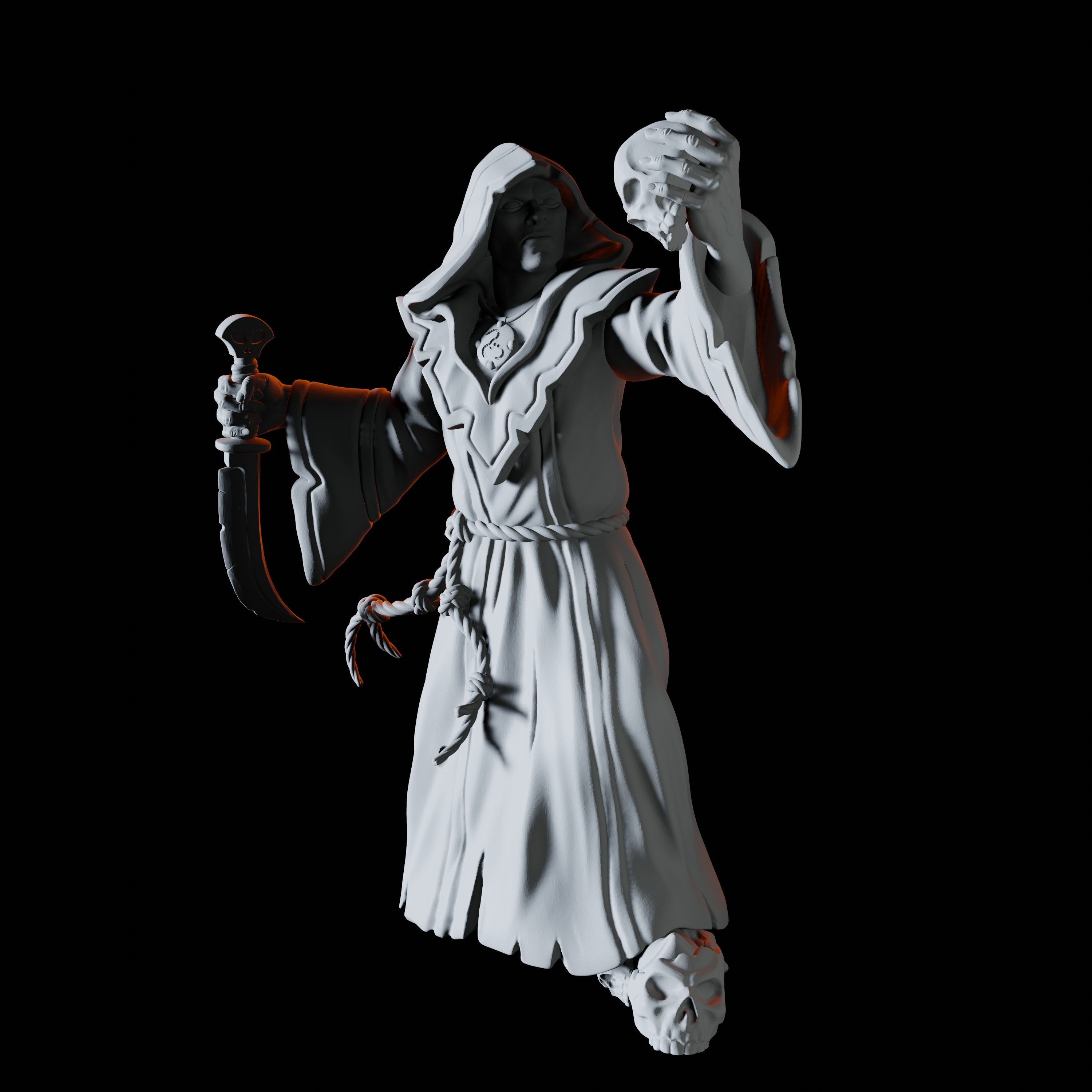 Cultist with Skull Miniature for Dungeons and Dragons - Myth Forged