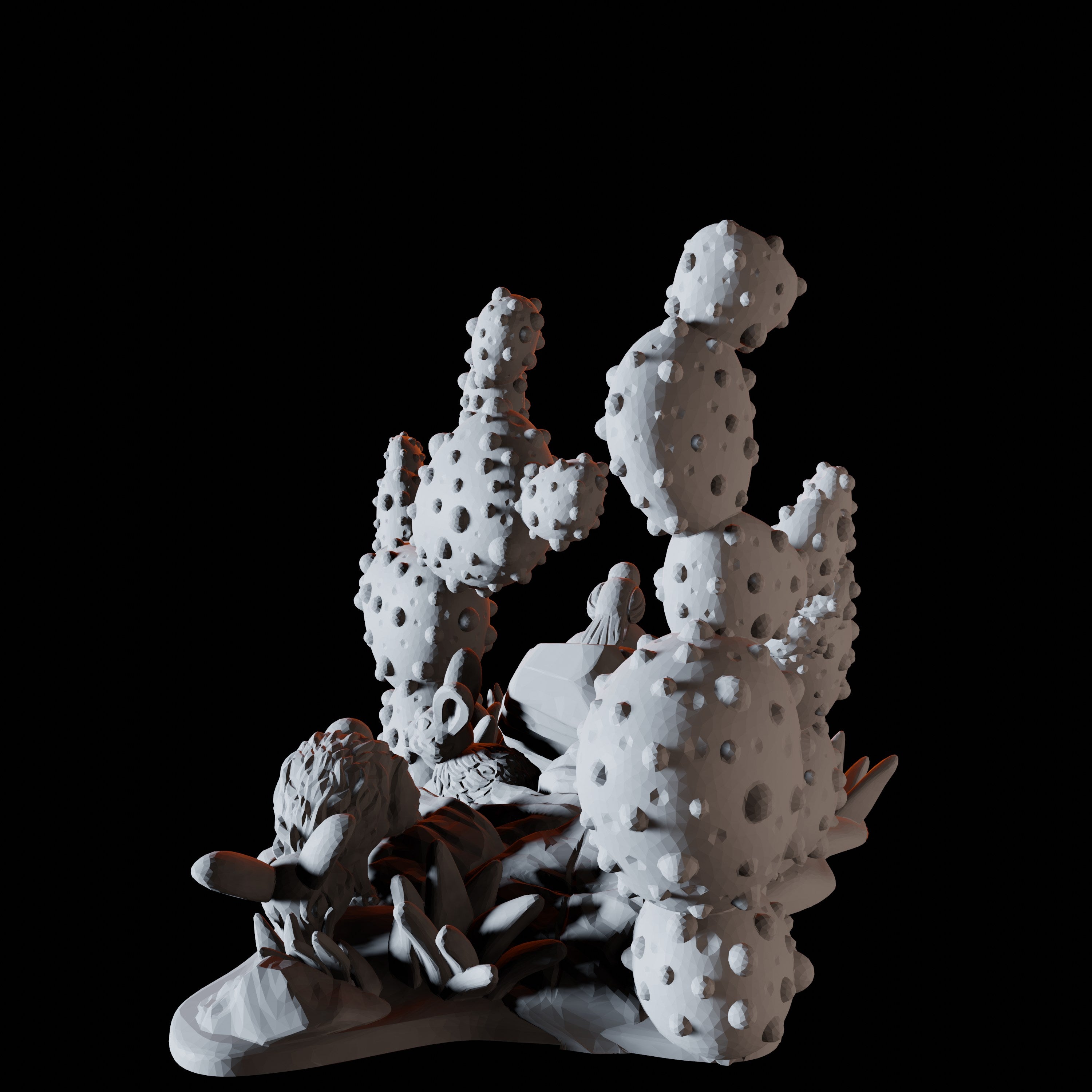 Cactus and Bunny Rabbits - Desert Scatter Terrain Miniature for Dungeons and Dragons - Myth Forged