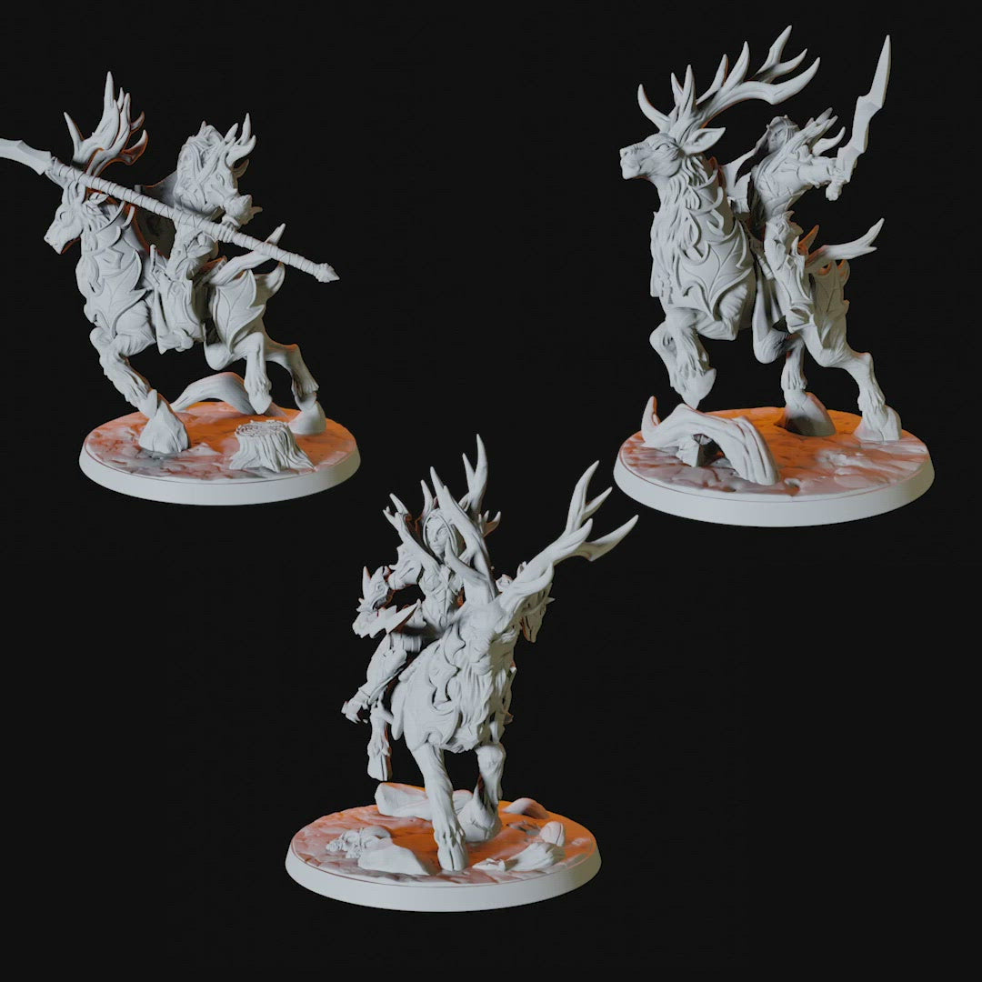 Three Elven Riders on Giant Stags Miniatures for Dungeons and Dragons - Myth Forged