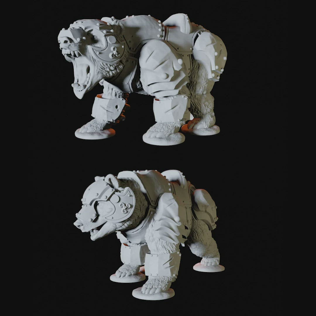 Two Armoured Bear Miniatures for Dungeons and Dragons - Myth Forged
