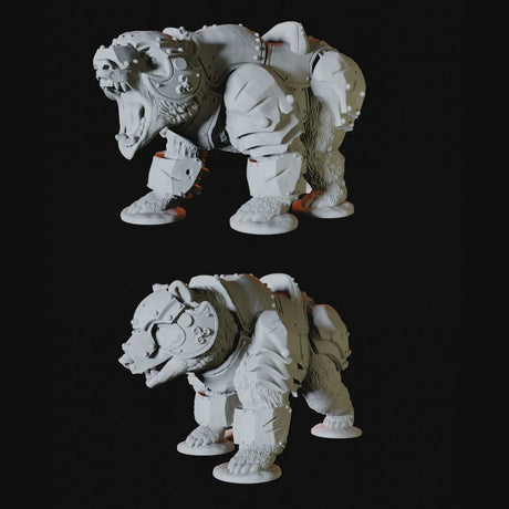 Two Armoured Bear Miniatures for Dungeons and Dragons - Myth Forged
