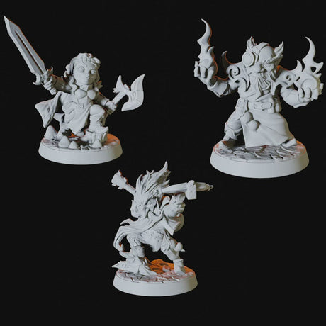 Three Gnome Adventurers Miniature for Dungeons and Dragons - Myth Forged