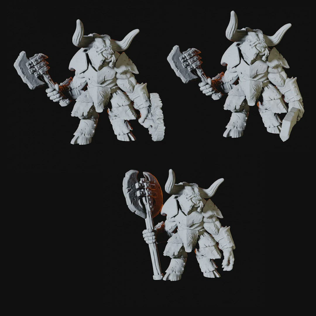 Three Minotaur Miniatures for Dungeons and Dragons - Myth Forged