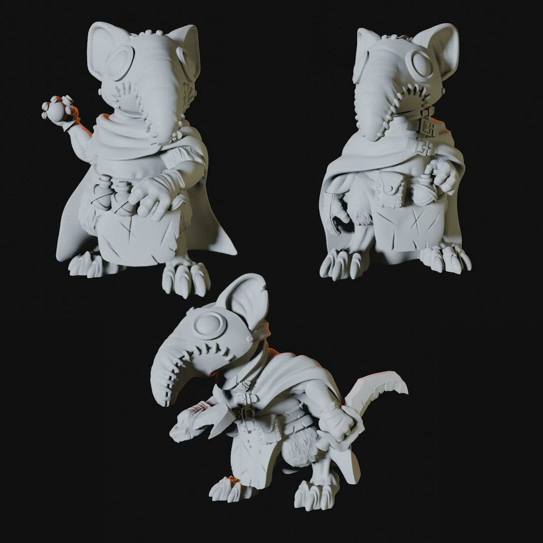 Three Mousling Plague Doctor Miniatures for Dungeons and Dragons - Myth Forged
