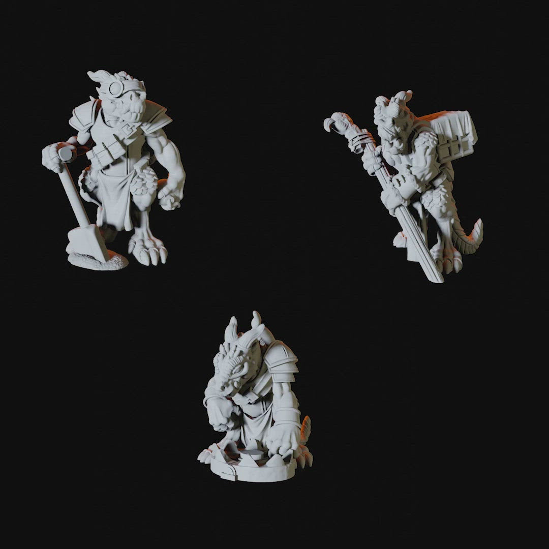 Three Kobold Trapper Miniatures for Dungeons and Dragons - Myth Forged