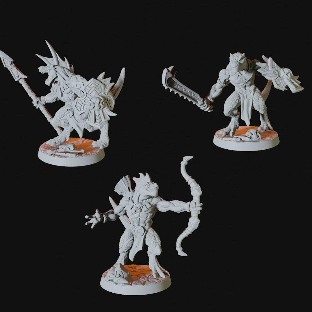 Six Lizardfolk Miniatures for Dungeons and Dragons - Myth Forged