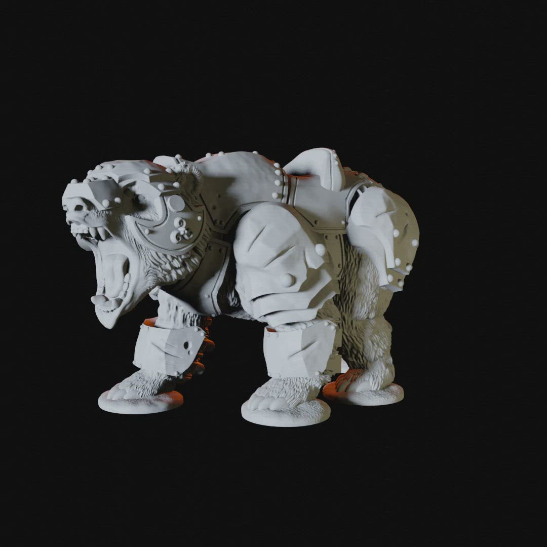 Armoured Bear Miniature for Dungeon and Dragons - Myth Forged