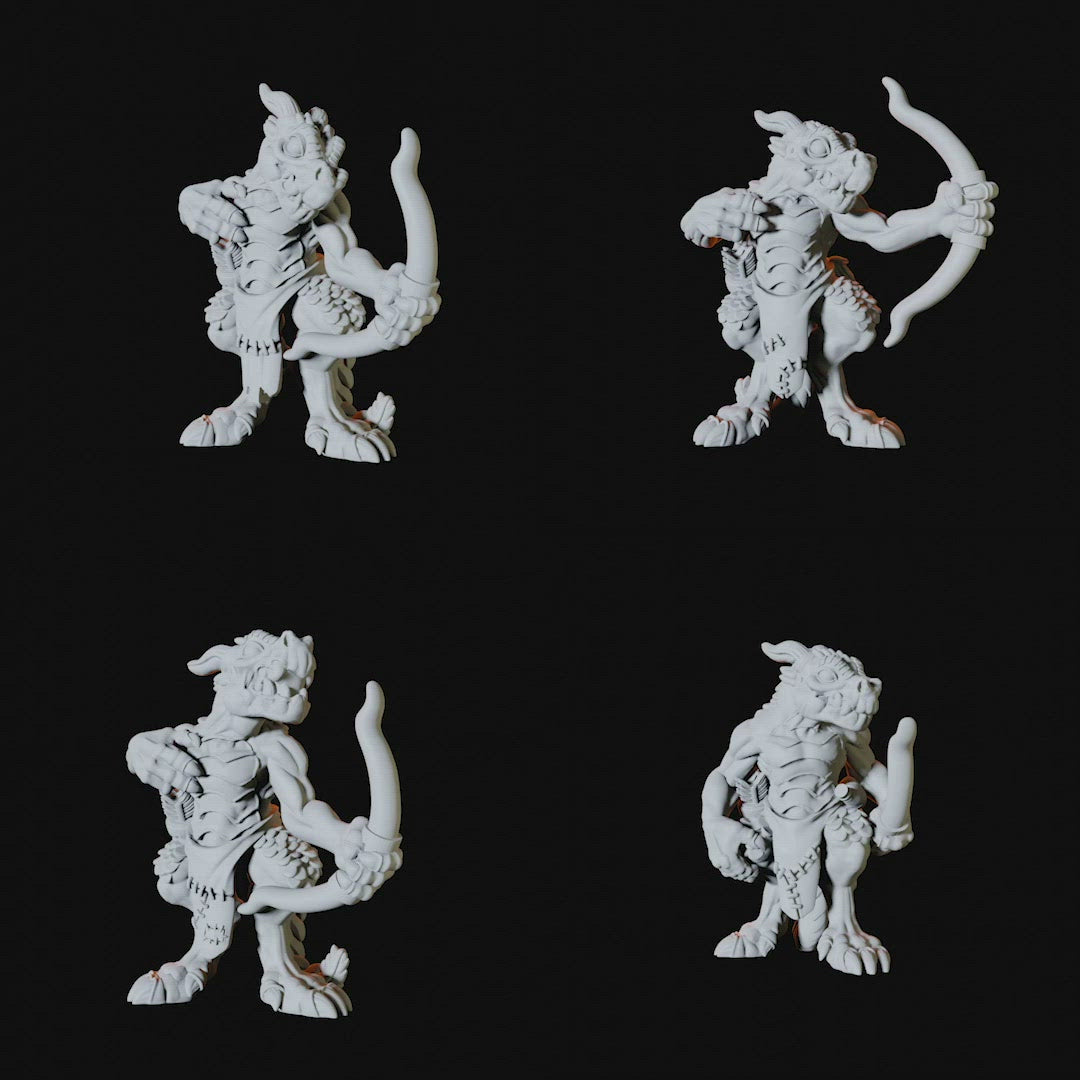 Four Kobold Archer Miniatures for Dungeons and Dragons - Myth Forged