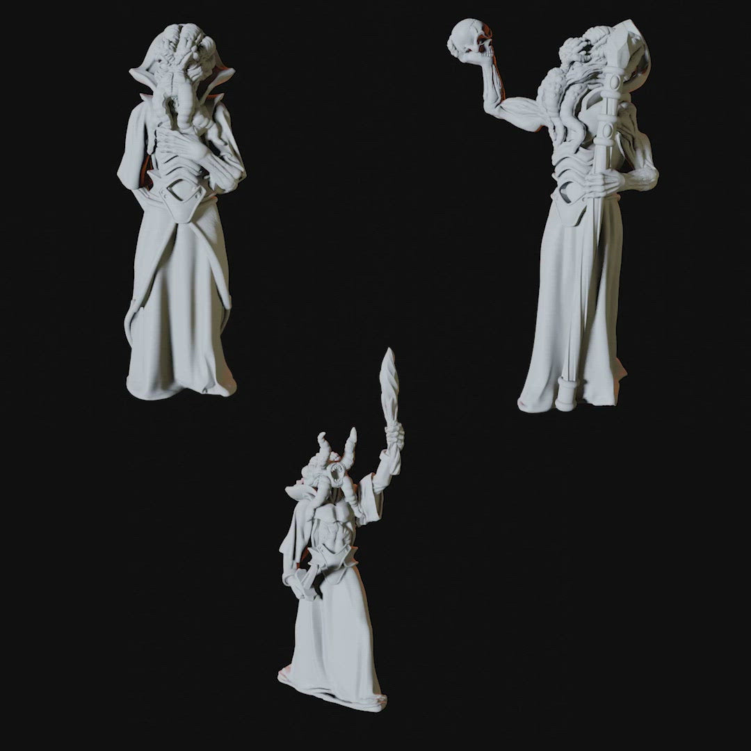 Three Mind Flayers Miniatures for Dungeons and Dragons - Myth Forged