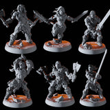 Barbarian Horde - Six Miniatures Miniature for Dungeons and Dragons, Pathfinder or other TTRPGs