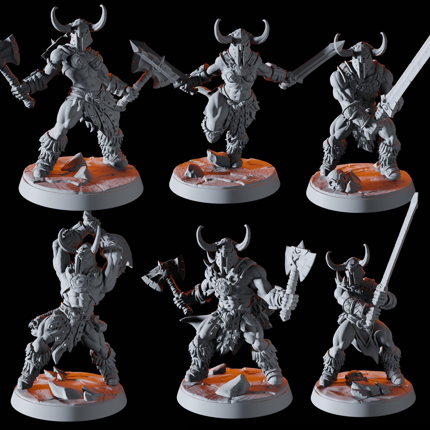 Barbarian Horde - Six Miniatures Miniature for Dungeons and Dragons, Pathfinder or other TTRPGs