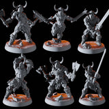 Barbarian Horde - Six Miniatures Miniature for Dungeons and Dragons, Pathfinder or other TTRPGs