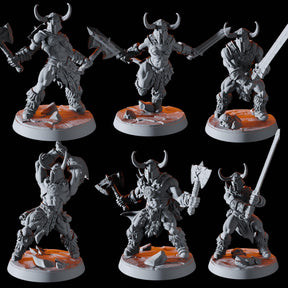 Barbarian Horde - Six Miniatures Miniature for Dungeons and Dragons, Pathfinder or other TTRPGs