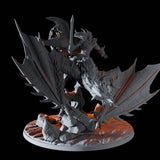 Barbarian Leader on a Wyvern Miniature for Dungeons and Dragons, Pathfinder or other TTRPGs