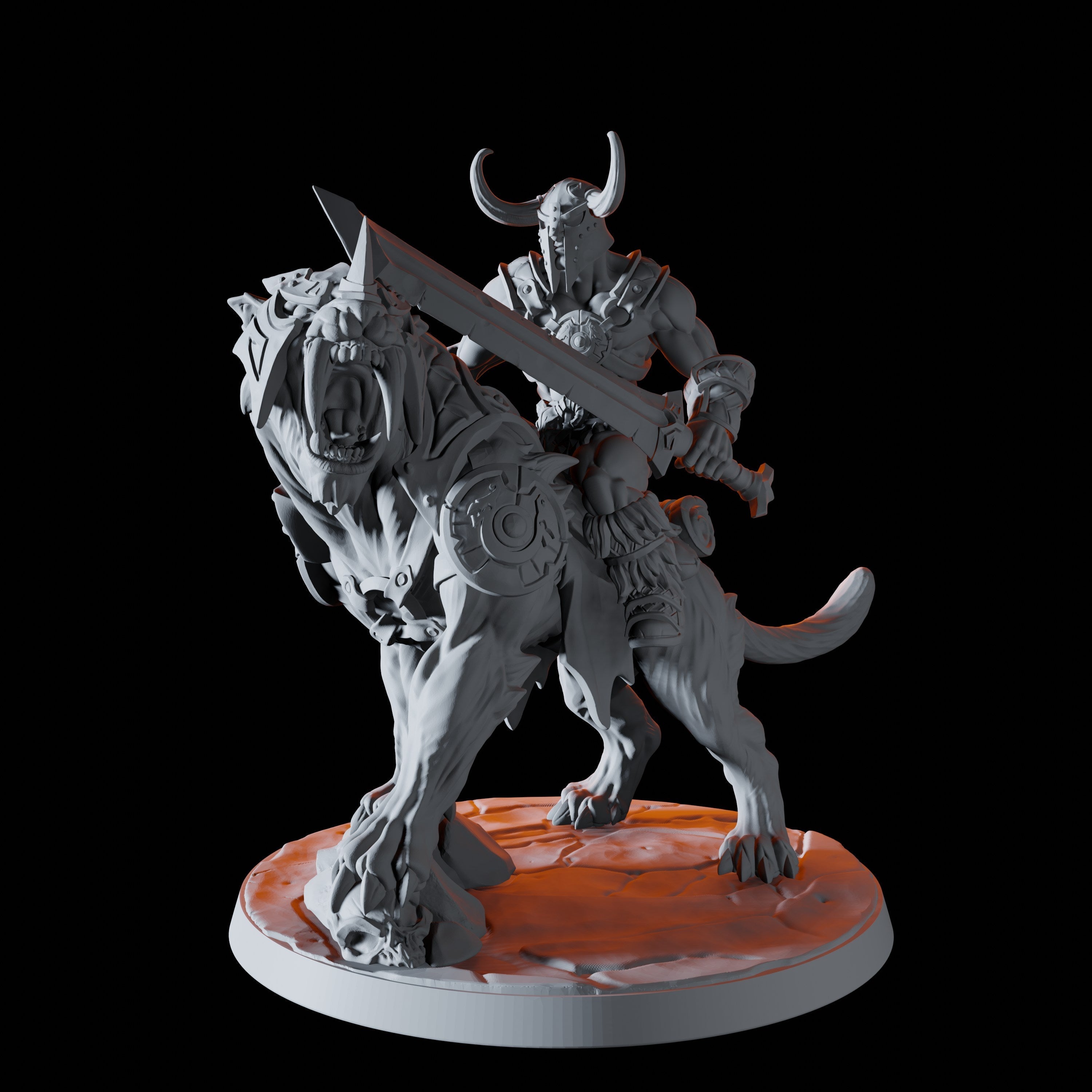 Barbarian on Sabre-Toothed Tiger Miniature B for Dungeons and Dragons - Myth Forged