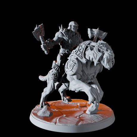 Barbarian on Sabre-Toothed Tiger B Miniature for Dungeons and Dragons, Pathfinder or other TTRPGs
