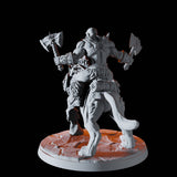 Barbarian on Sabre-Toothed Tiger B Miniature for Dungeons and Dragons, Pathfinder or other TTRPGs