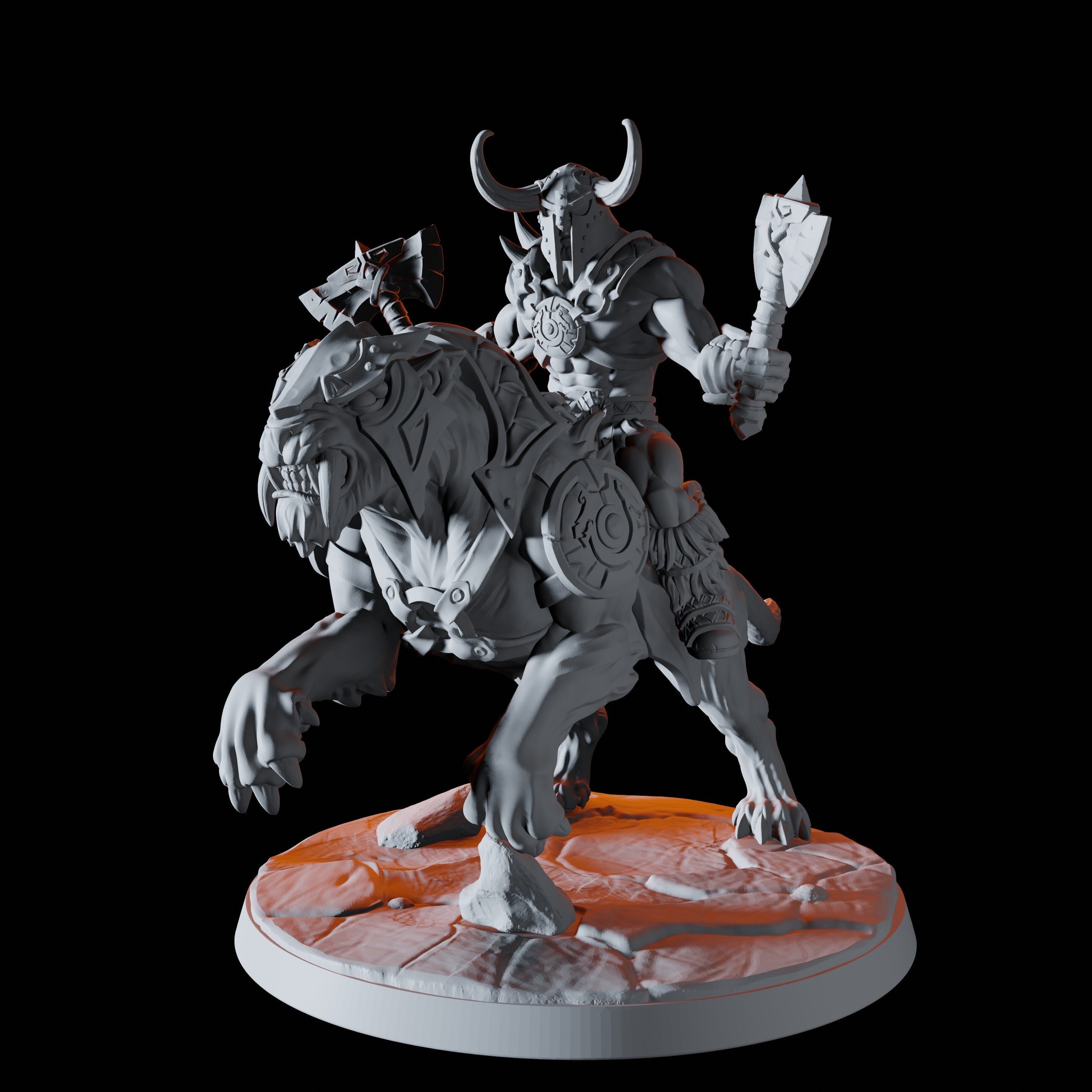 Barbarian on Sabre-Toothed Tiger Miniature for Dungeons and Dragons - Myth Forged