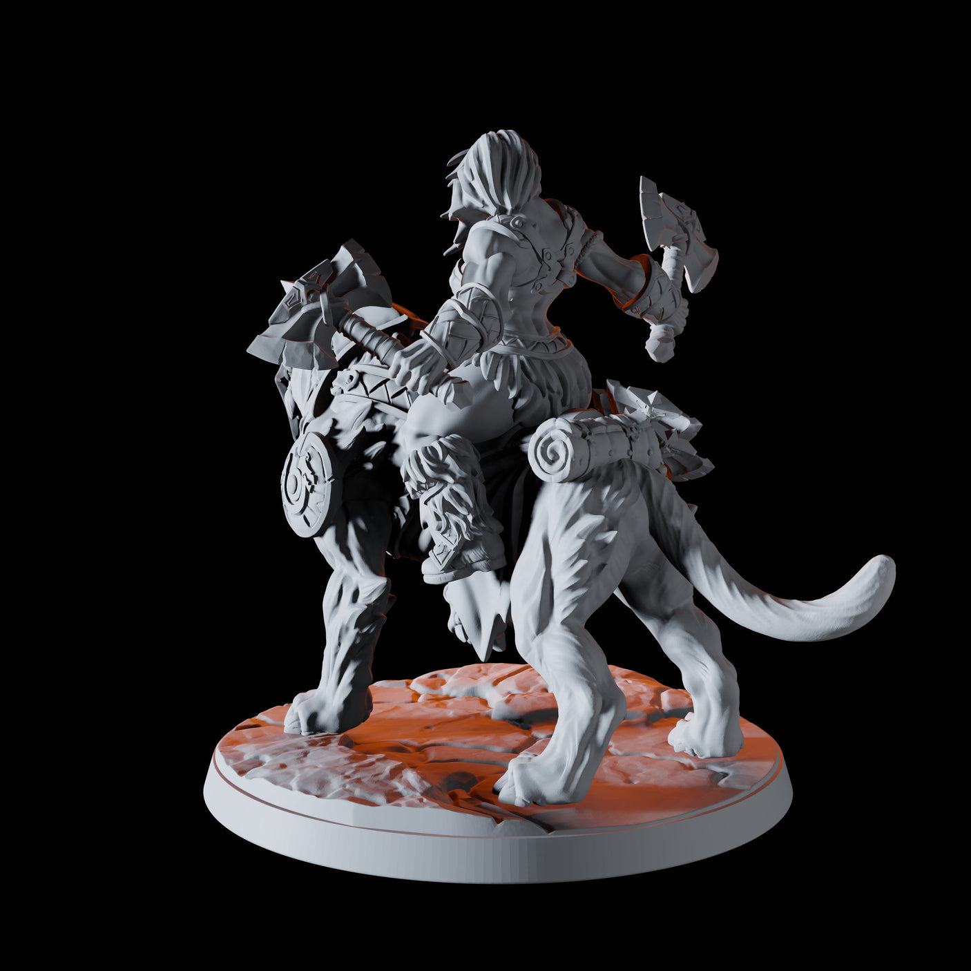 Barbarian on Sabre-Toothed Tiger D Miniature for Dungeons and Dragons, Pathfinder or other TTRPGs