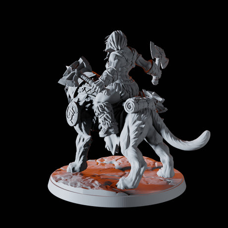 Barbarian on Sabre-Toothed Tiger D Miniature for Dungeons and Dragons, Pathfinder or other TTRPGs