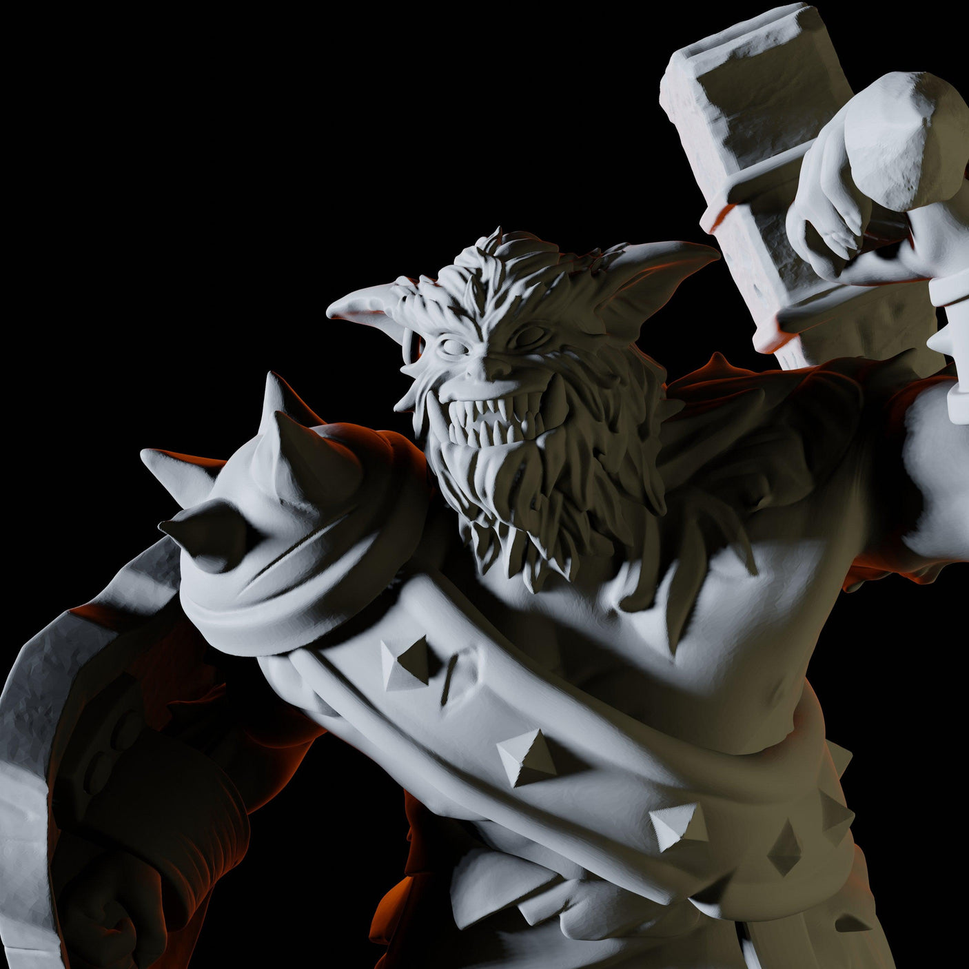 Bugbear with hammer Miniature for Dungeons and Dragons, Pathfinder or other TTRPGs