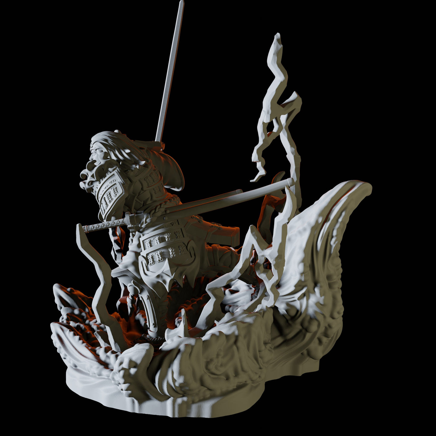 Charging Samurai Miniature for Dungeons and Dragons, Pathfinder or other TTRPGs