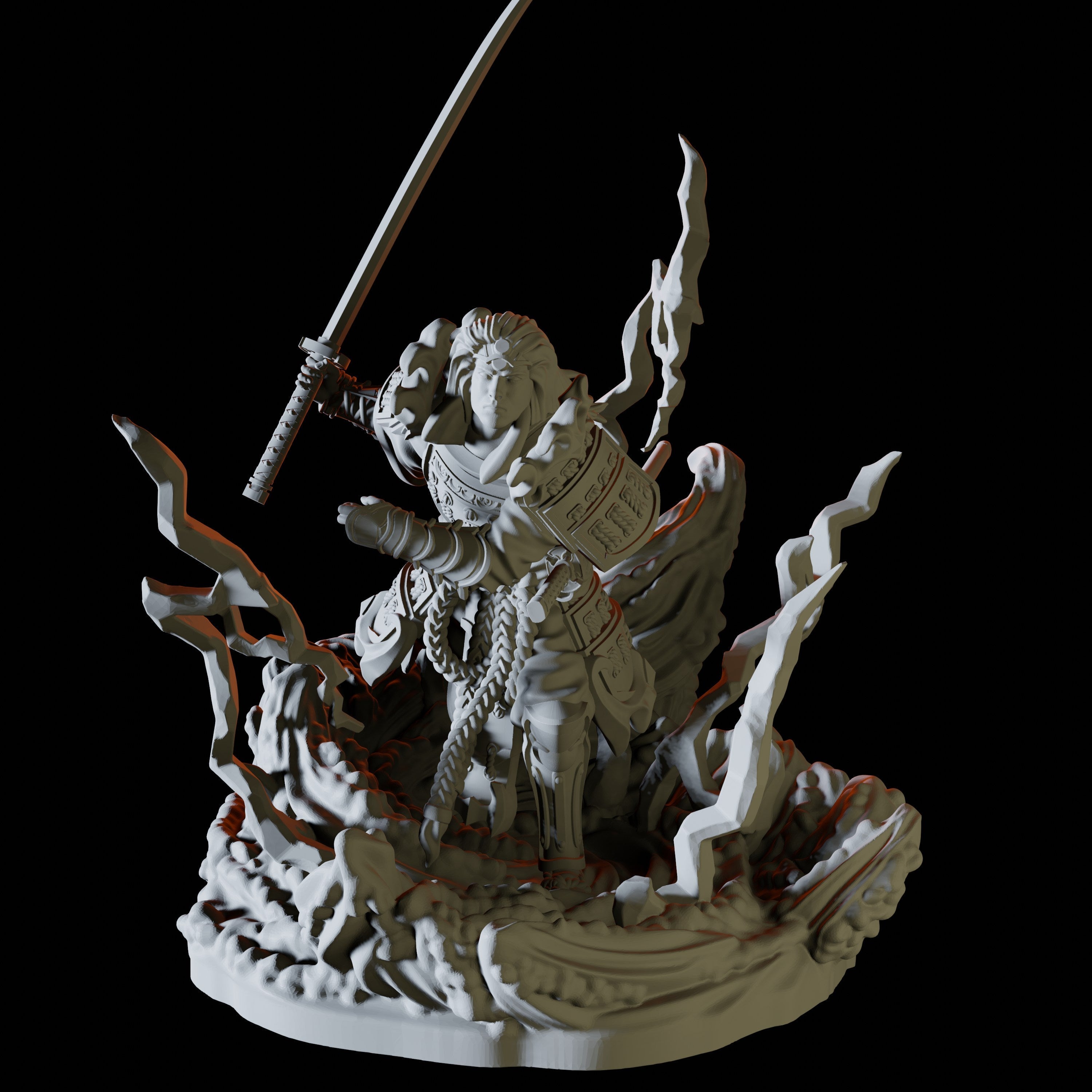 Charging Samurai Miniature for Dungeons and Dragons - Myth Forged
