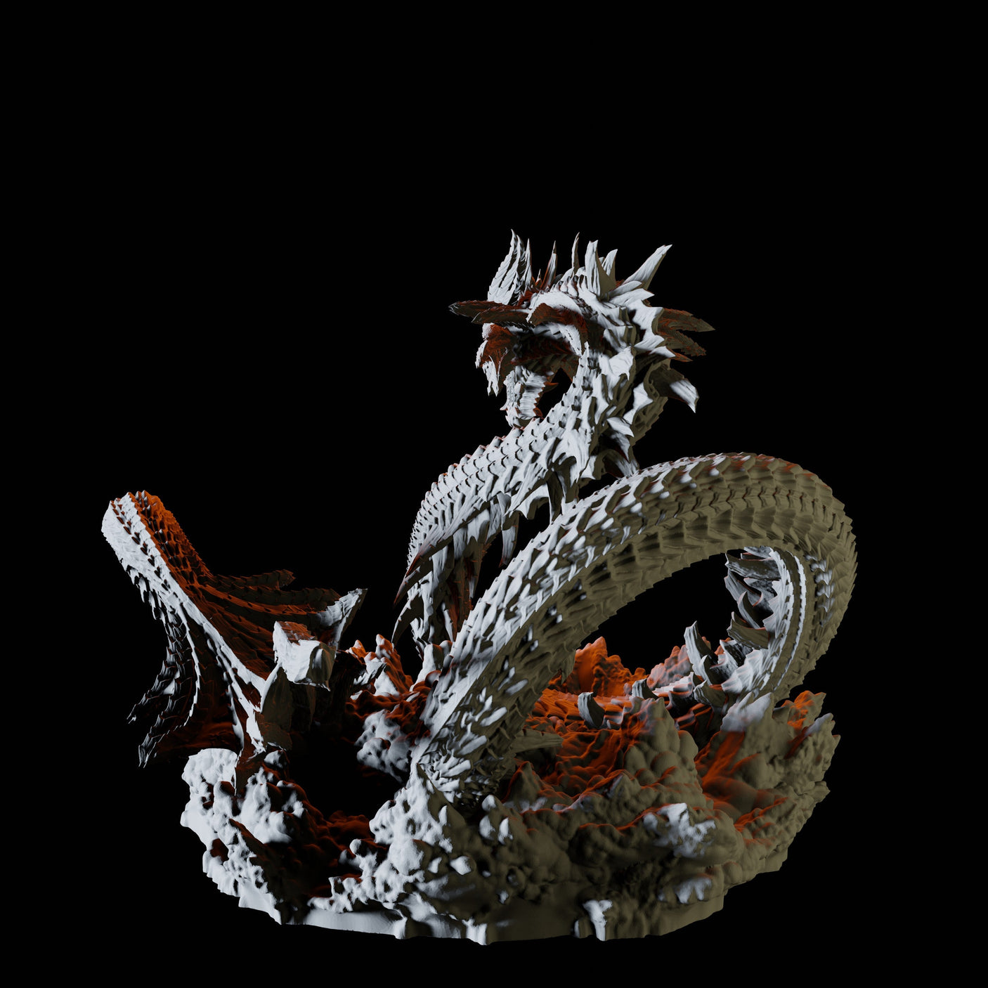 Coiled Leviathan Miniature for Dungeons and Dragons, Pathfinder or other TTRPGs