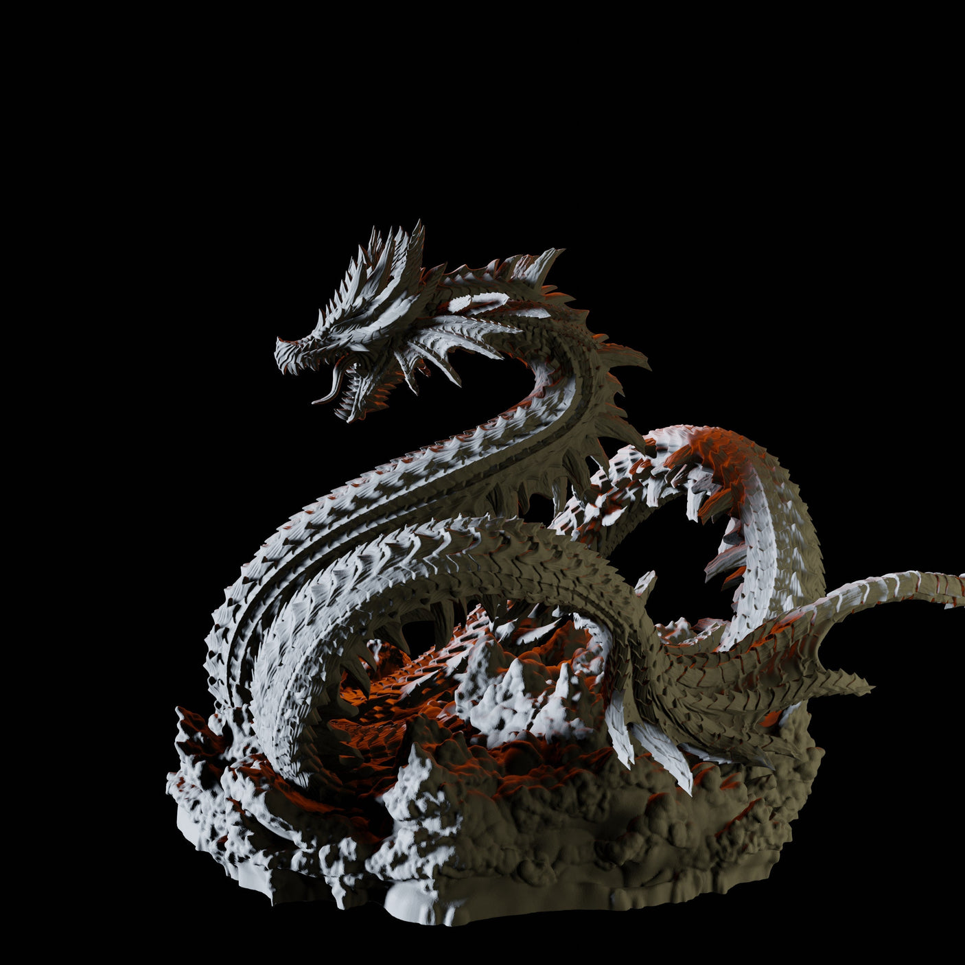 Coiled Leviathan Miniature for Dungeons and Dragons, Pathfinder or other TTRPGs