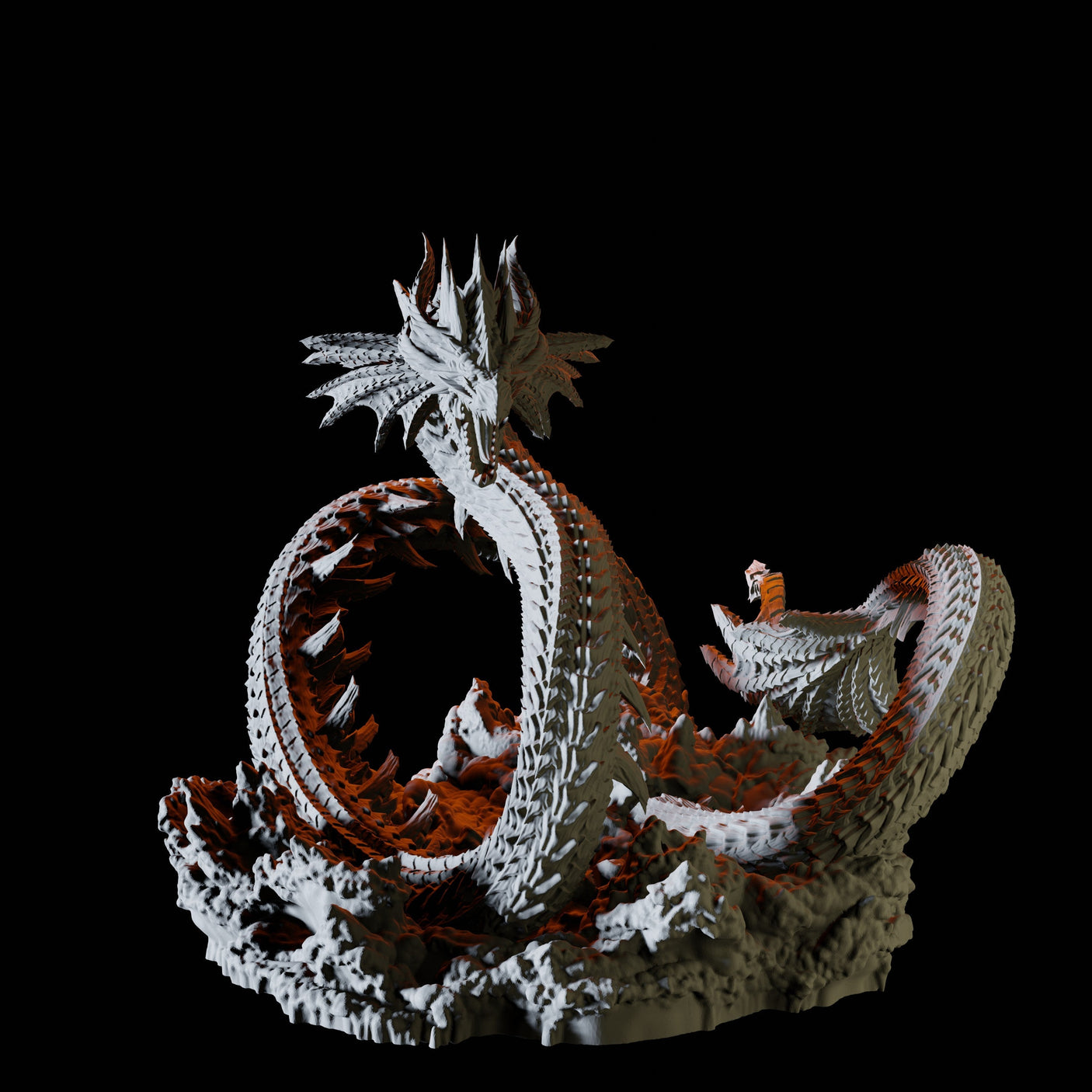 Coiled Leviathan Miniature for Dungeons and Dragons, Pathfinder or other TTRPGs