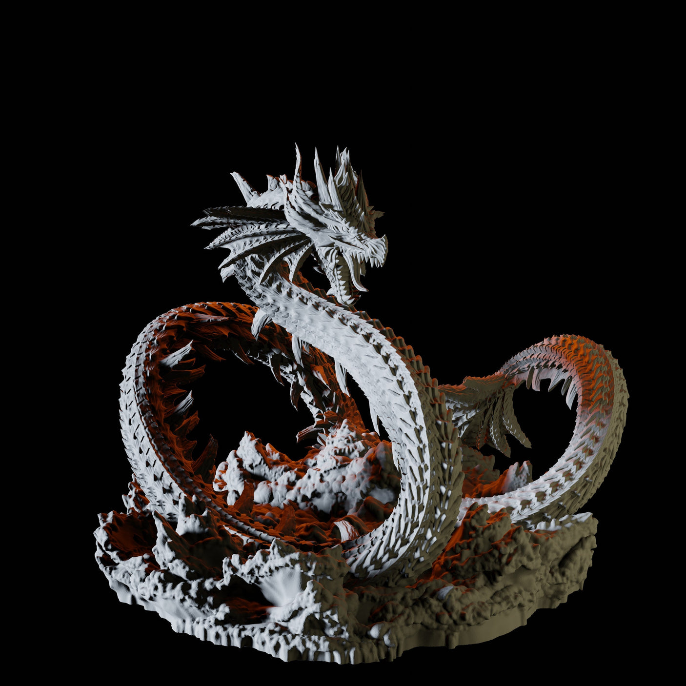 Coiled Leviathan Miniature for Dungeons and Dragons, Pathfinder or other TTRPGs
