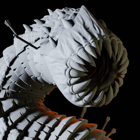Coiled Purple Worm Miniature for Dungeons and Dragons, Pathfinder or other TTRPGs