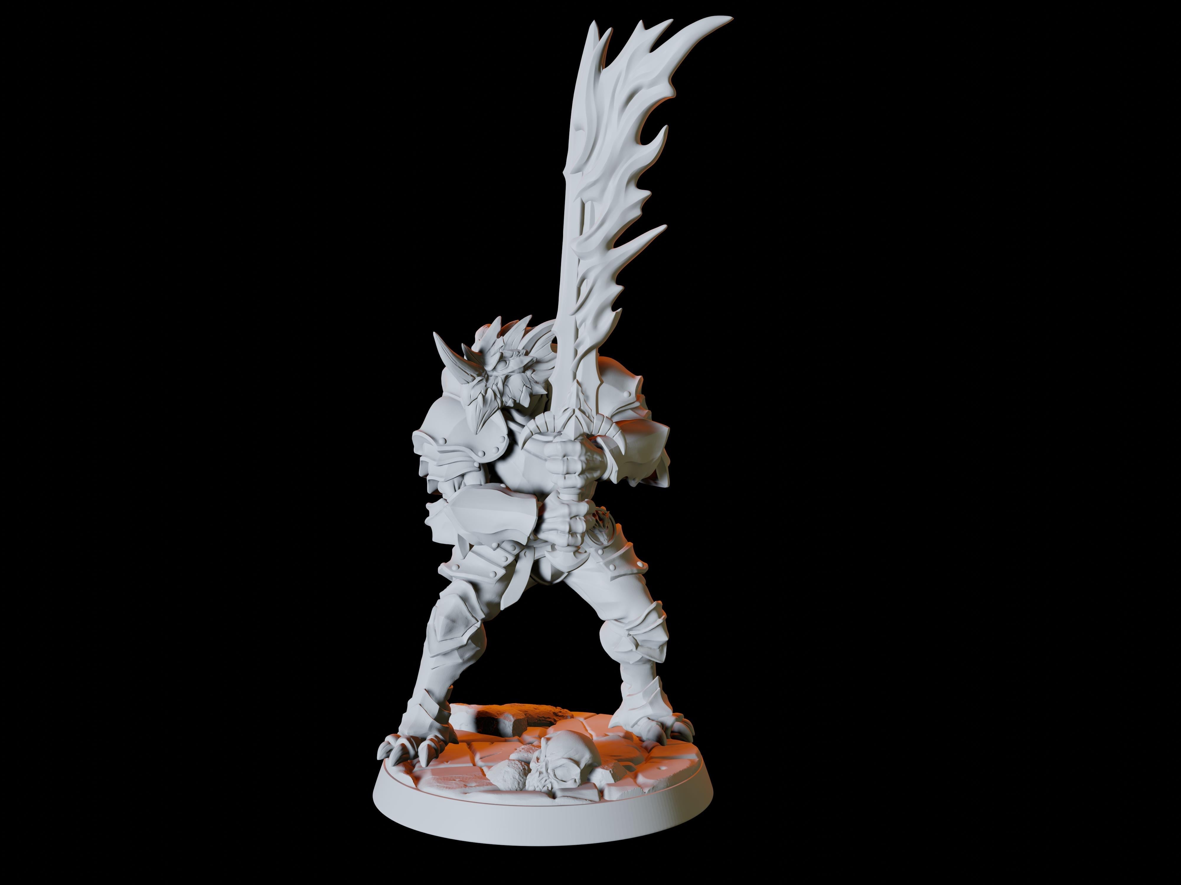 Dragonborn Solider with Double Handed Flaming Sword Miniature for Dungeons and Dragons
