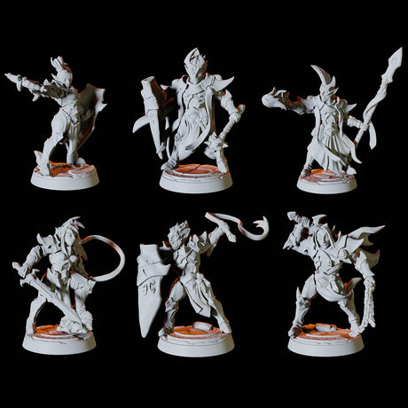Drow Army - Six Soldiers Miniature for Dungeons and Dragons, Pathfinder or other TTRPGs