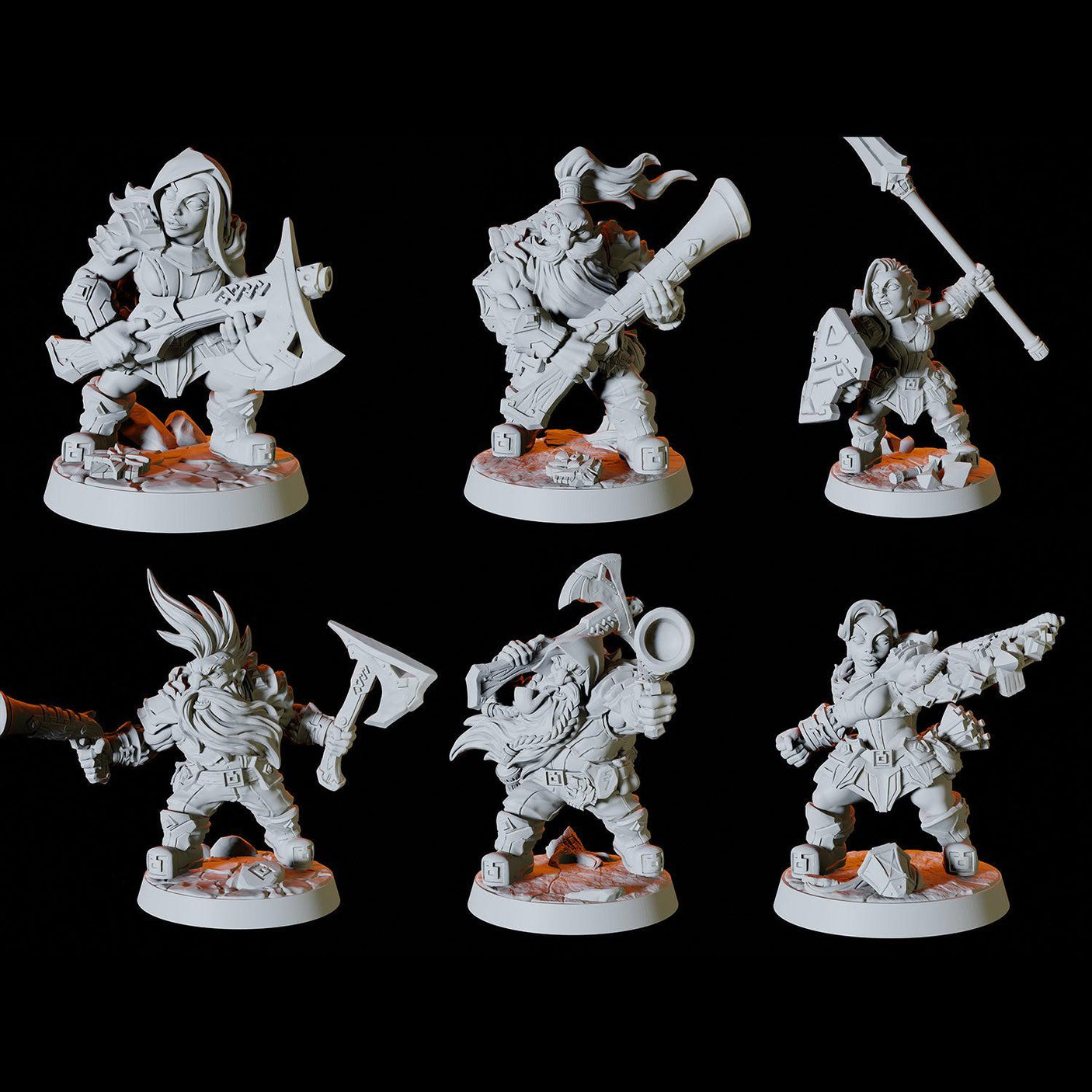Dwarf Army - Six Soldiers Miniature for Dungeons and Dragons, Pathfinder or other TTRPGs