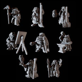 Eight Dwarf Elder Council Members Miniature for Dungeons and Dragons, Pathfinder or other TTRPGs