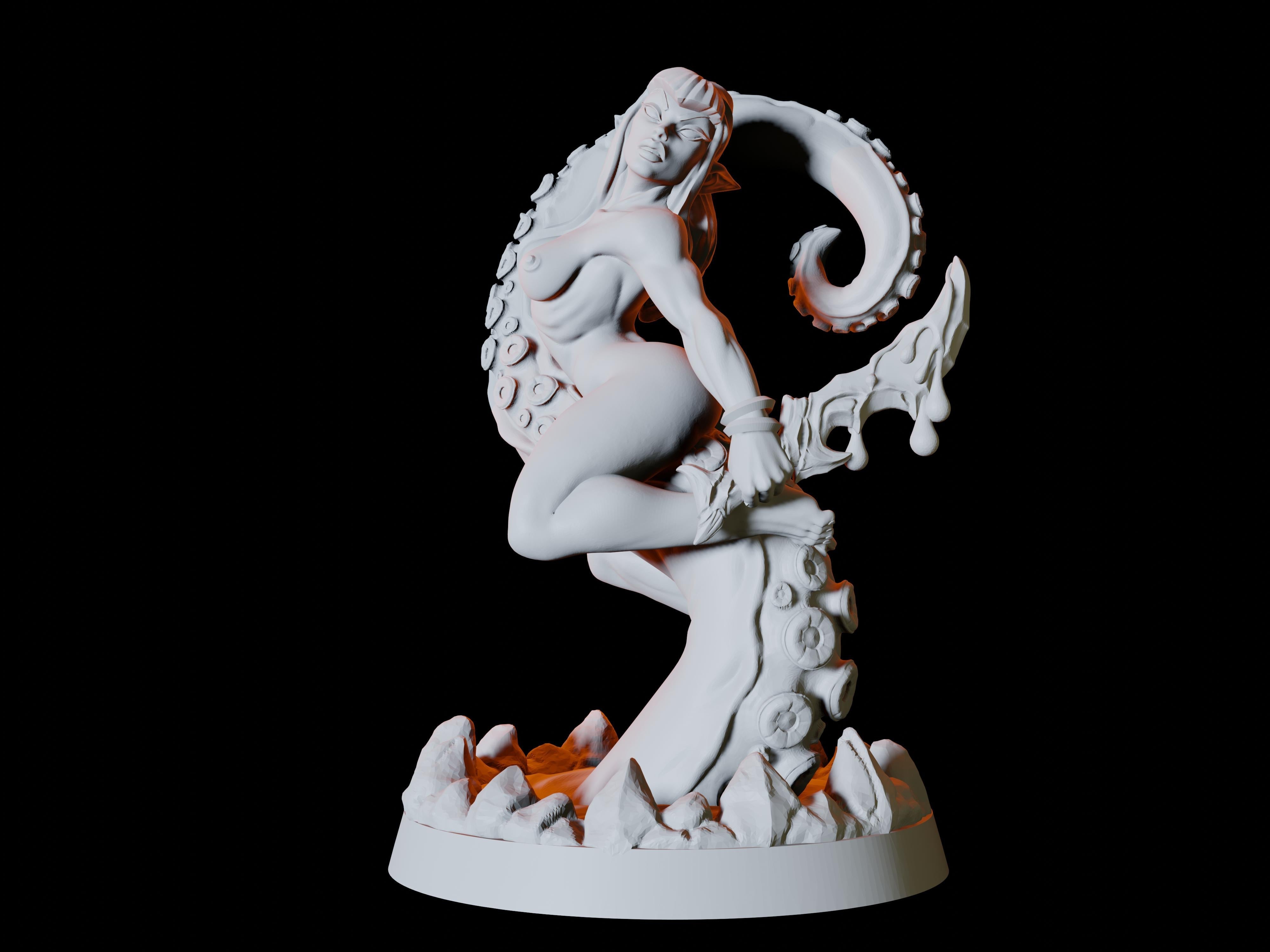 Elf On A Tentacle Pinup Miniature for Dungeons and Dragons - Myth Forged