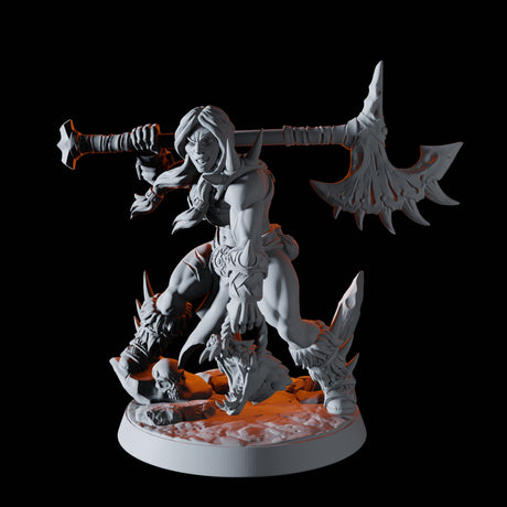 Female Barbarian Champion Miniature for Dungeons and Dragons, Pathfinder or other TTRPGs