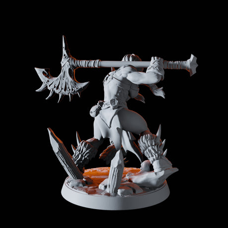 Female Barbarian Champion Miniature for Dungeons and Dragons, Pathfinder or other TTRPGs