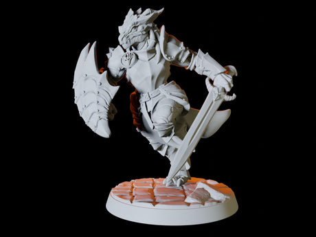 Female Dragonborn Warrior with Sword and Shield Miniature for Dungeons and Dragons, Pathfinder or other TTRPGs