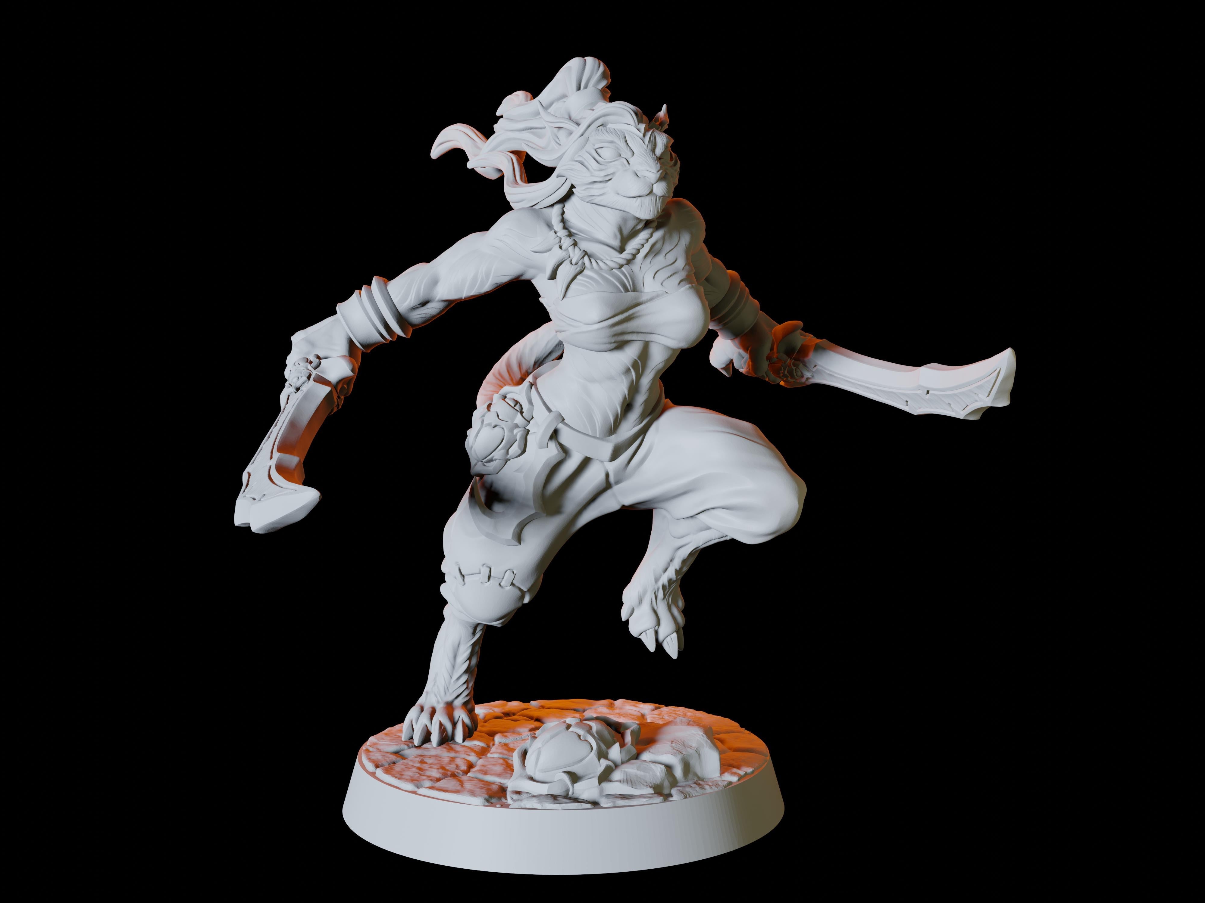 Female Tabaxi with twin swords Miniature for Dungeons and Dragons
