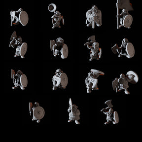 Fifteen Dwarf Shield Warriors Miniature for Dungeons and Dragons, Pathfinder or other TTRPGs