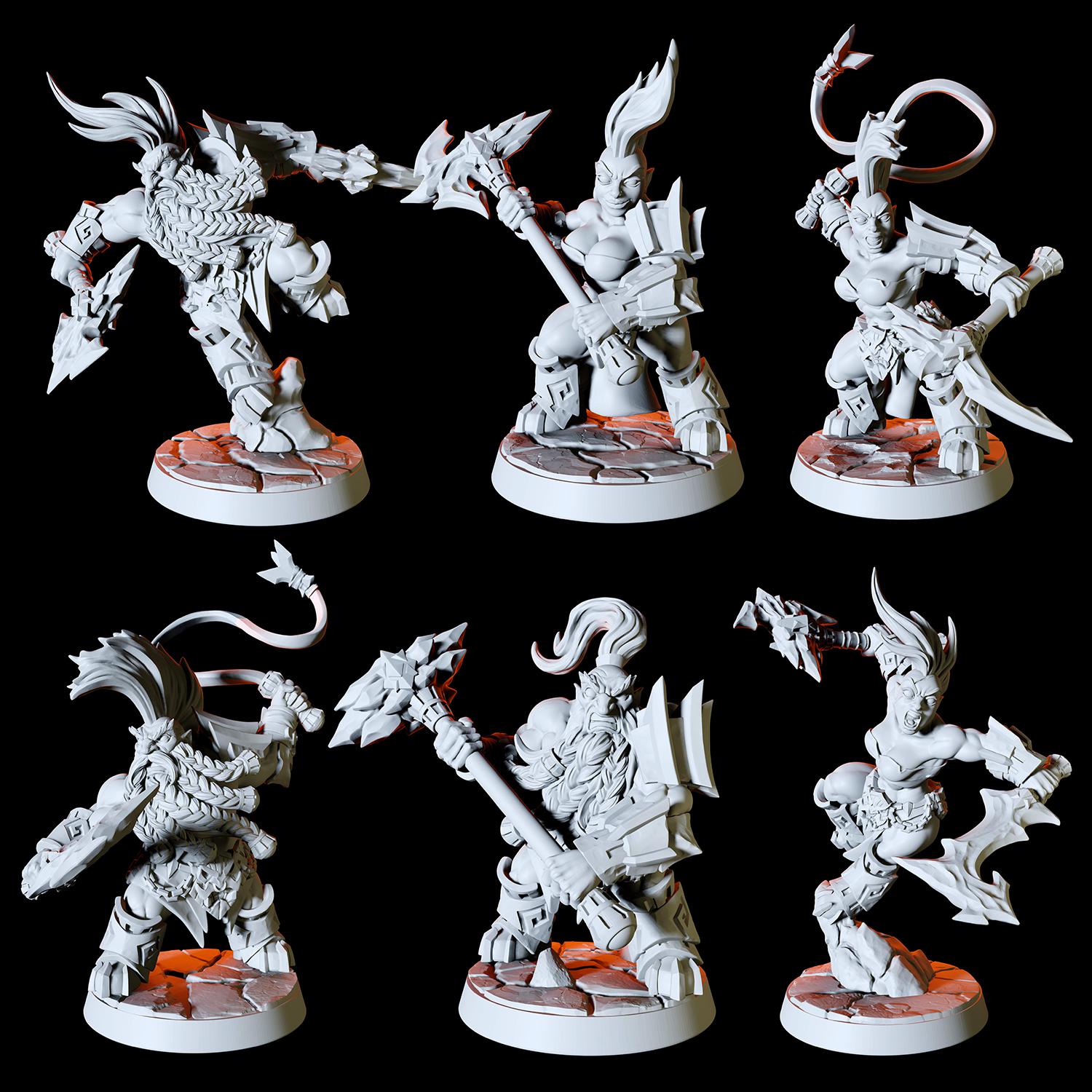 Fire Dwarf Army - Six Miniatures Miniature for Dungeons and Dragons