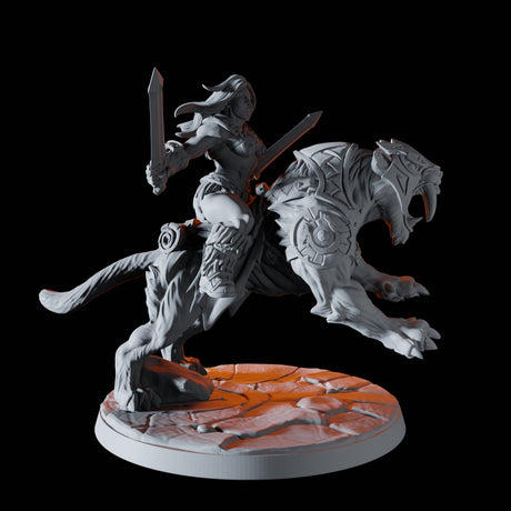 Four Barbarians on Sabre-Toothed Tigers Miniature for Dungeons and Dragons, Pathfinder or other TTRPGs