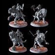 Four Barbarians on Sabre-Toothed Tigers Miniature for Dungeons and Dragons, Pathfinder or other TTRPGs