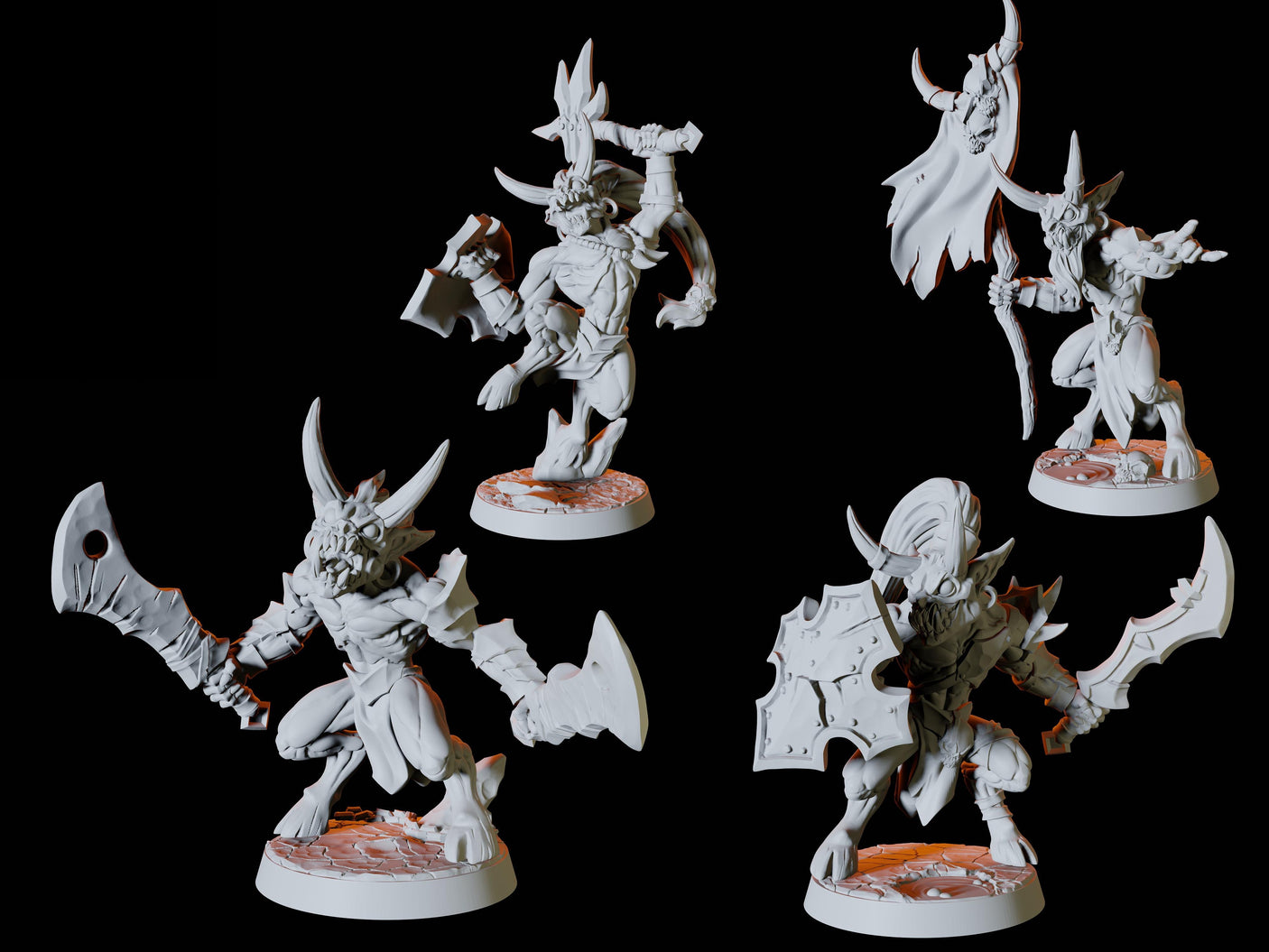 Four Devil Imp Soldiers Miniature for Dungeons and Dragons, Pathfinder or other TTRPGs